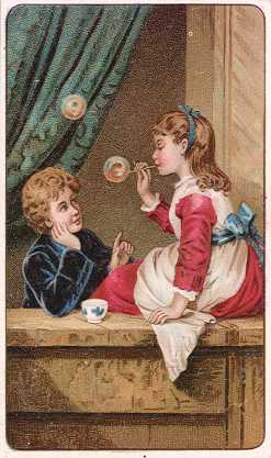 Children blowing bubbles