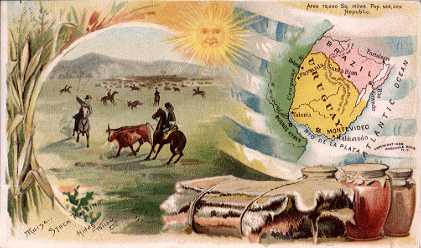 Uruguay map - Maize, Stock Raising, Hides, Tallow