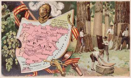 Spain map - Malaga Grapes; Gathering Cork