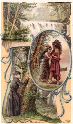 Minnesota - Minnehaha Falls; Hiawatha and Minnehaha; Father Hennepin, St. Anthony's Falls