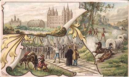 Utah - Mormon Temple, Tabernacle, Assembly Hall, Salt Lake City; Completion of Pacific Railroad; Indian Attack on Emigrant Train